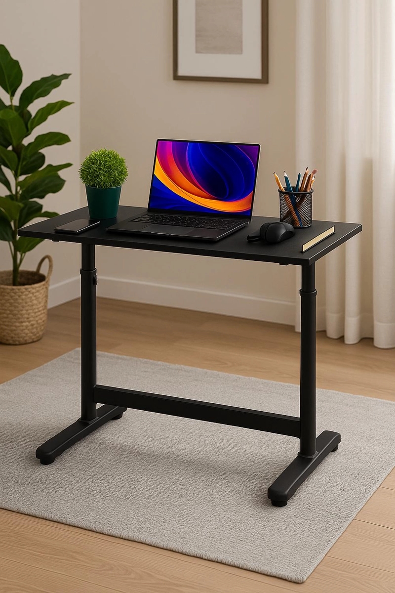 ESCRITORIO CON ALTURA AJUSTABLE 120X60X63-86CM FUNCIONAL TOLEDO NEGRO